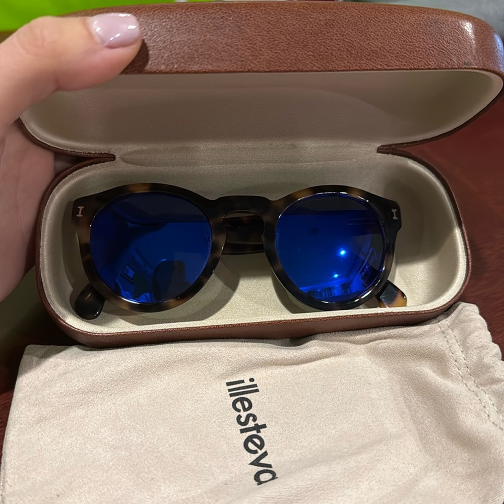 Illesteva Leonard Tortoise Sunglasses with Blue Lenses